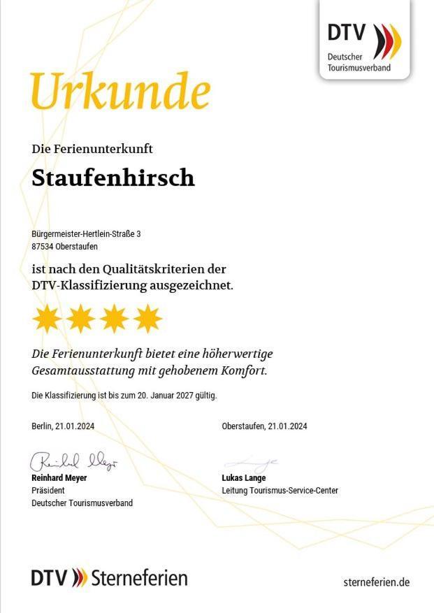 Staufenhirsch Apartment Oberstaufen Bagian luar foto